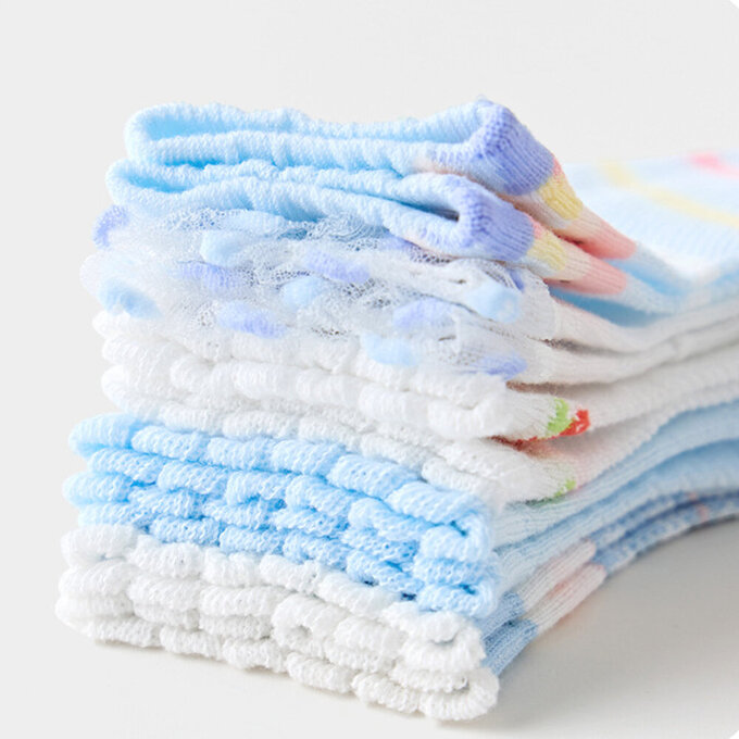 【腳ㄚ子】幼/兒童透氣網眼襪_清爽藍花_ilbF005