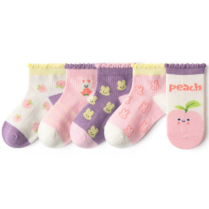 【腳ㄚ子】幼/兒童透氣網眼襪_粉色小桃_ilbF007