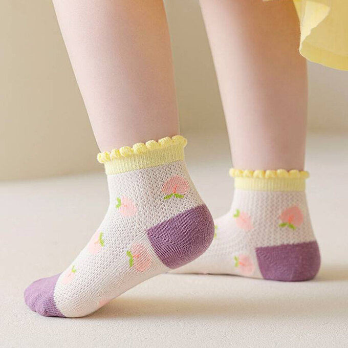 【腳ㄚ子】幼/兒童透氣網眼襪_粉色小桃_ilbF007