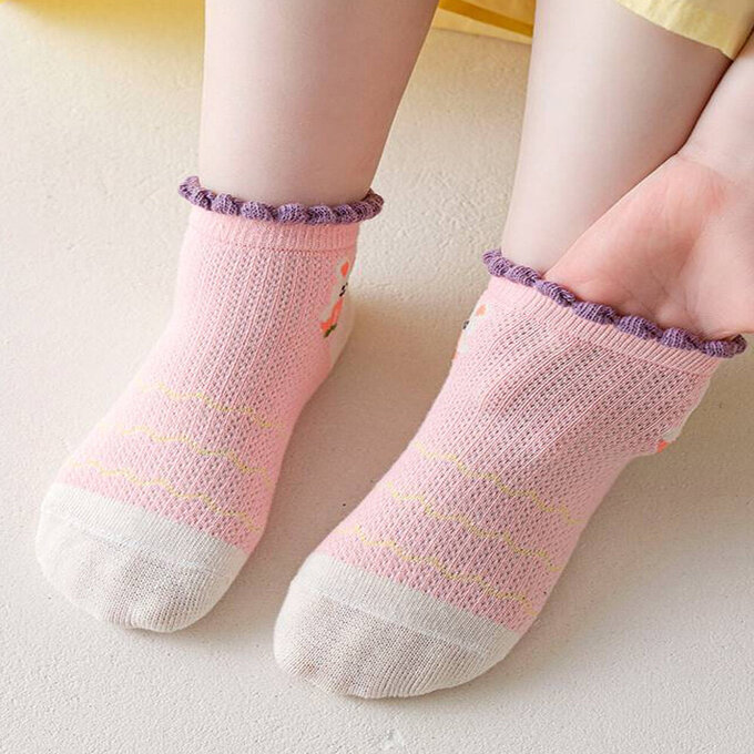 【腳ㄚ子】幼/兒童透氣網眼襪_粉色小桃_ilbF007