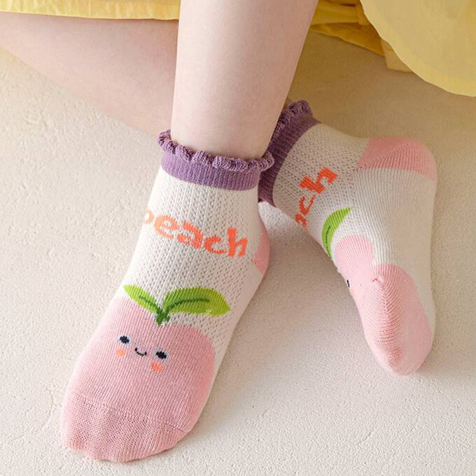 【腳ㄚ子】幼/兒童透氣網眼襪_粉色小桃_ilbF007