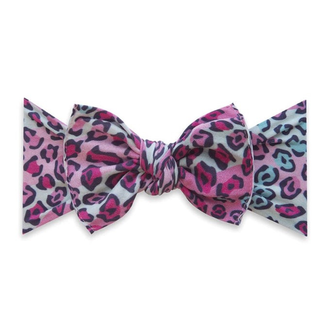 美國 baby bling 純手工極優雅細緻輕柔微彈性/毫無束縛感蝴蝶結髮帶/髮飾_印花款_豹紋女孩(BBRK034)