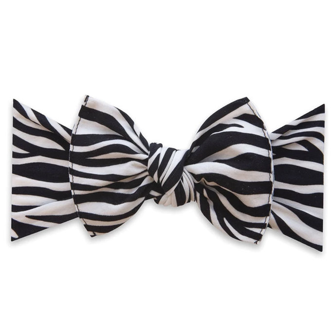 美國 baby bling 純手工極優雅細緻輕柔微彈性/毫無束縛感蝴蝶結髮帶/髮飾_印花款_斑馬紋(BBRK041)