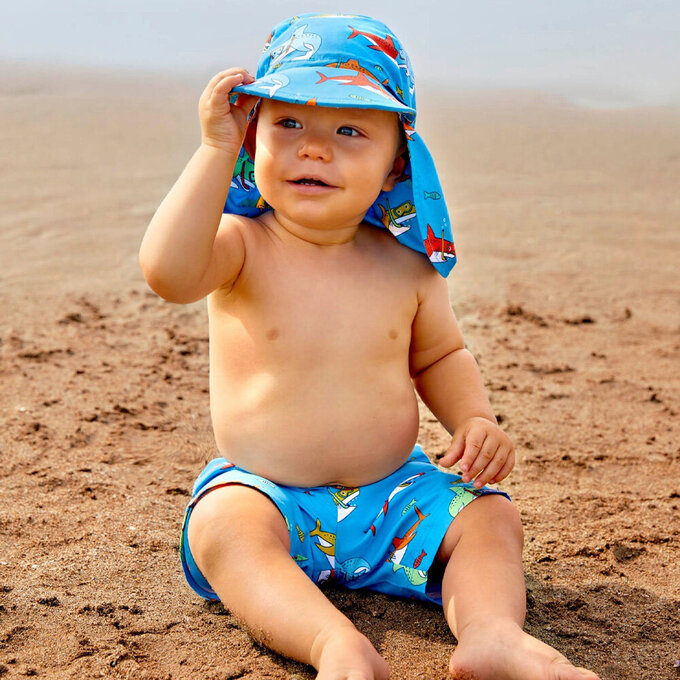 【超優惠套組】英國 JoJo Maman BeBe 泳褲+防曬護頸遮陽帽_JJB011