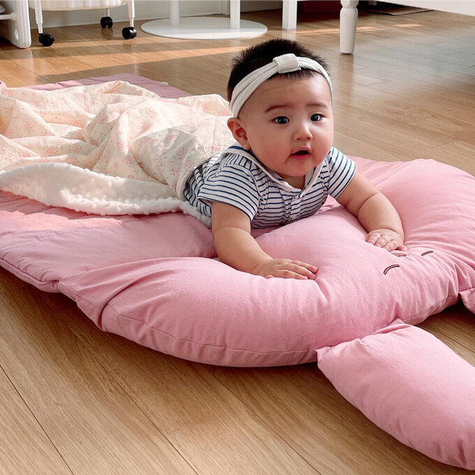 [正韓Hello HiZoo] 手工製純棉柔感親膚幼兒安撫毯/冷氣毯/絨毛被毯/午睡毯_Pink Flower_HH052