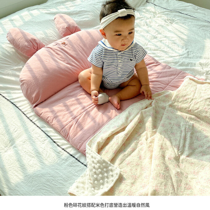 [正韓Hello HiZoo] 手工製純棉柔感親膚幼兒安撫毯/冷氣毯/絨毛被毯/午睡毯_Pink Flower_HH052