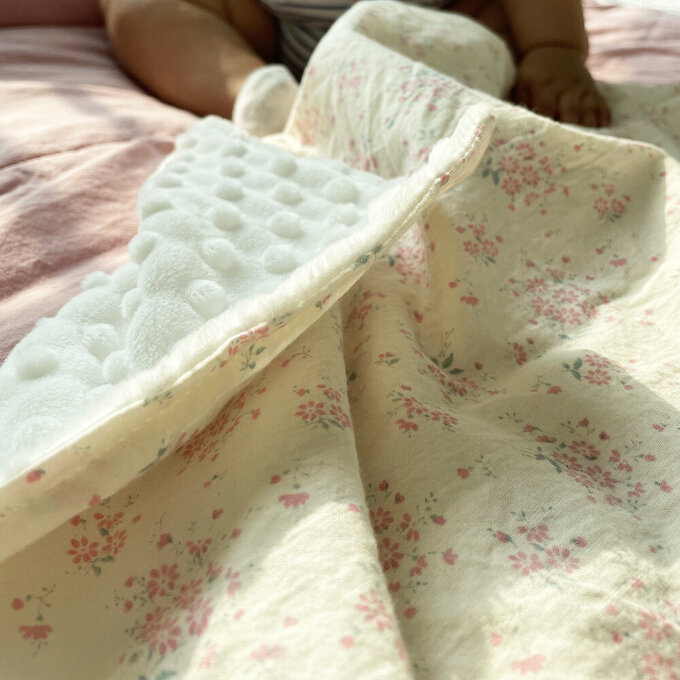 [正韓Hello HiZoo] 手工製純棉柔感親膚幼兒安撫毯/冷氣毯/絨毛被毯/午睡毯_Pink Flower_HH052