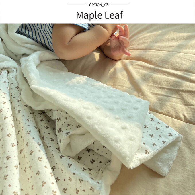 [正韓Hello HiZoo] 手工製純棉柔感親膚幼兒安撫毯/冷氣毯/絨毛被毯/午睡毯_Maple Leaf_HH054