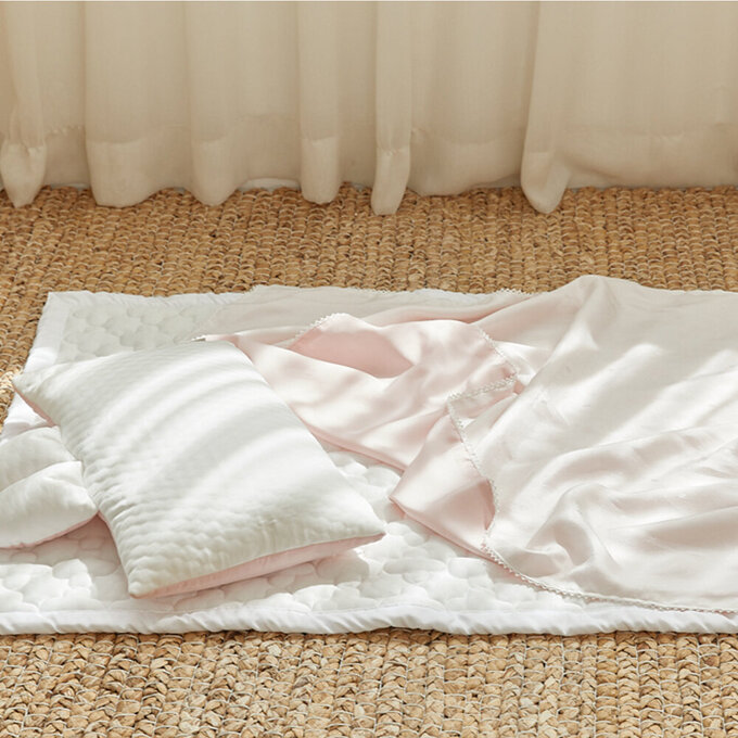 [正韓Hello HiZoo]  3D透氣雙面涼感被/透氣被/冷氣被_嬰兒款_冰絲粉_HH055