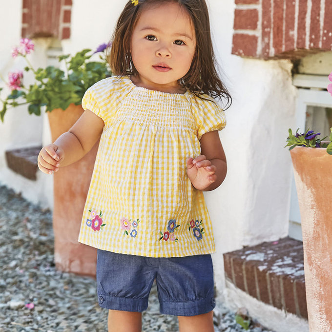 英國 JoJo Maman BeBe 超優質嬰幼兒/兒童100% 純棉短褲_牛仔藍_JJB8314