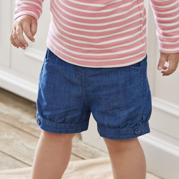英國 JoJo Maman BeBe 超優質嬰幼兒/兒童100% 純棉短褲_牛仔藍_JJB8314