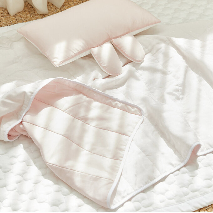 [正韓Hello HiZoo] 3D透氣雙面三層涼感四季被/涼被/透氣被/冷氣被_冰絲粉_HH061