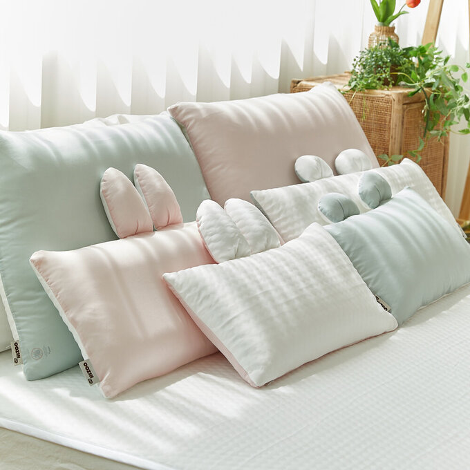 [正韓Hello HiZoo] 極度冰涼Sherbetcool 兒童涼感造型抗菌防蟎雙面枕/涼感枕/護脊/護頸枕_兔耳_HH064