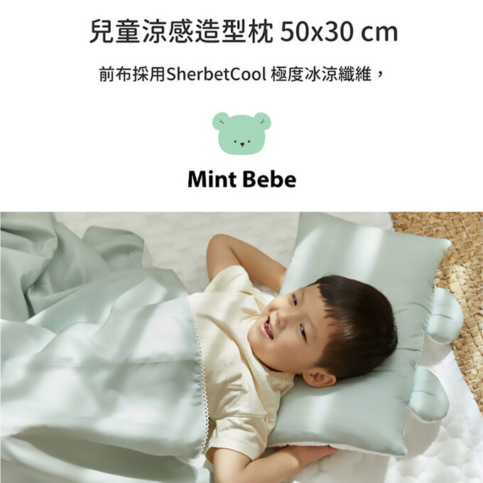 [正韓Hello HiZoo] 極度冰涼Sherbetcool 兒童涼感造型抗菌防蟎雙面枕/涼感枕/護脊/護頸枕_熊耳_HH065