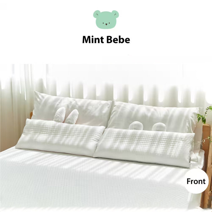 [正韓Hello HiZoo]  極度冰涼Sherbetcool 涼感加寬抗菌防蟎兒童雙面枕/涼感枕/護脊/護頸枕_熊耳_HH067