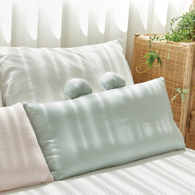 [正韓Hello HiZoo]  極度冰涼Sherbetcool 涼感加寬抗菌防蟎兒童雙面枕/涼感枕/護脊/護頸枕_熊耳_HH067