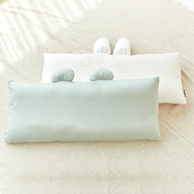 [正韓Hello HiZoo]  極度冰涼Sherbetcool 涼感加寬抗菌防蟎兒童雙面枕/涼感枕/護脊/護頸枕_熊耳_HH067