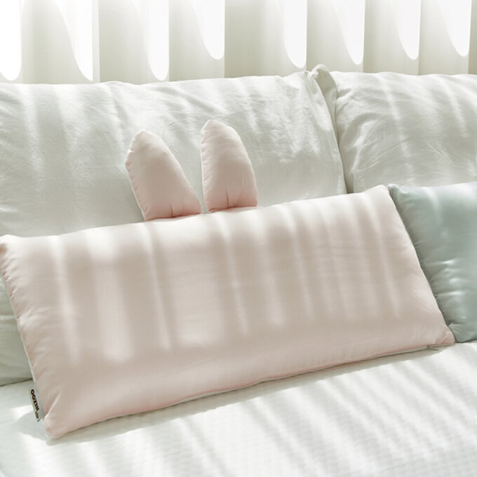 [正韓Hello HiZoo]  極度冰涼Sherbetcool 涼感加寬抗菌防蟎兒童雙面枕/涼感枕/護脊/護頸枕_兔耳_HH066