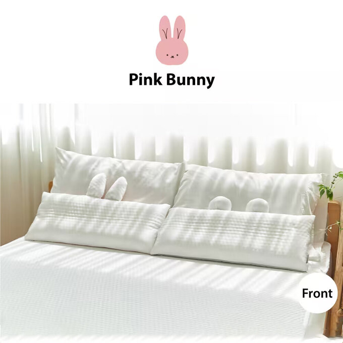 [正韓Hello HiZoo]  極度冰涼Sherbetcool 涼感加寬抗菌防蟎兒童雙面枕/涼感枕/護脊/護頸枕_兔耳_HH066