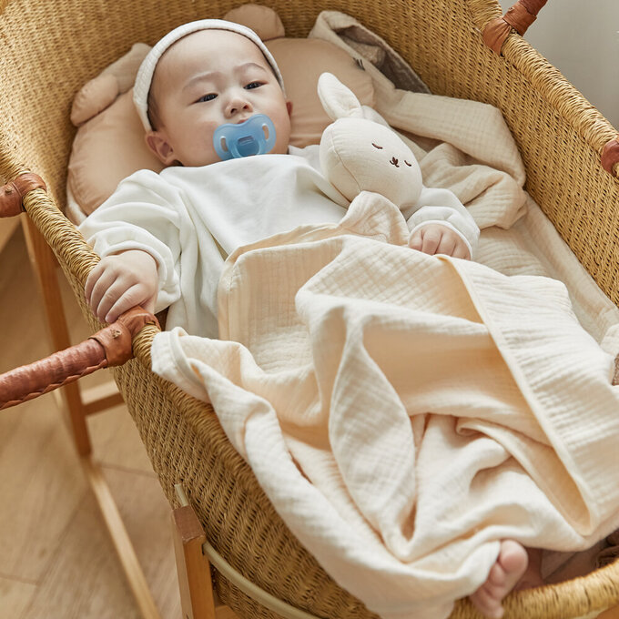 [正韓Hello HiZoo] 多功能純棉三層紗安撫毯/浴巾/紗布巾/咬咬巾/口水巾/安撫巾_兔兔_HH070