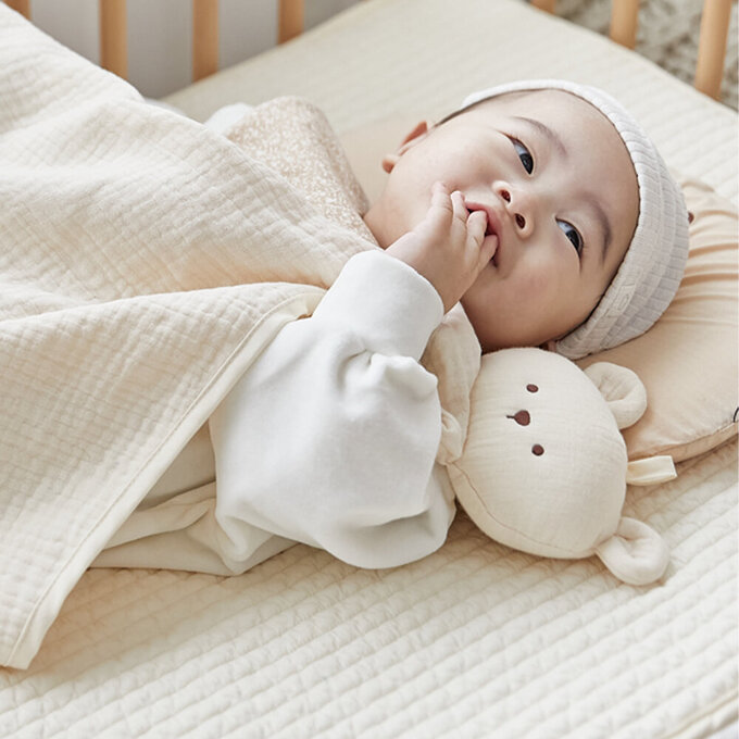 [正韓Hello HiZoo] 多功能純棉三層紗安撫毯/浴巾/紗布巾/咬咬巾/口水巾/安撫巾_熊熊_HH071