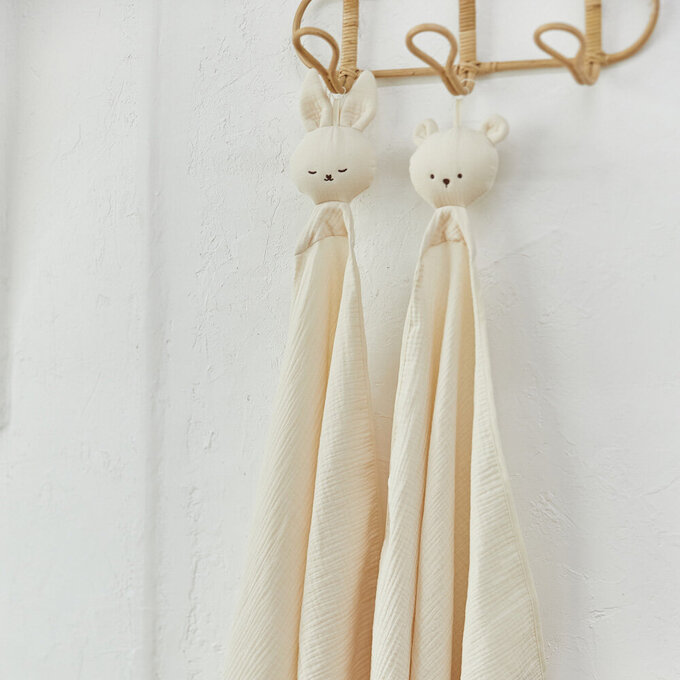 [正韓Hello HiZoo] 多功能純棉三層紗安撫毯/浴巾/紗布巾/咬咬巾/口水巾/安撫巾_熊熊_HH071