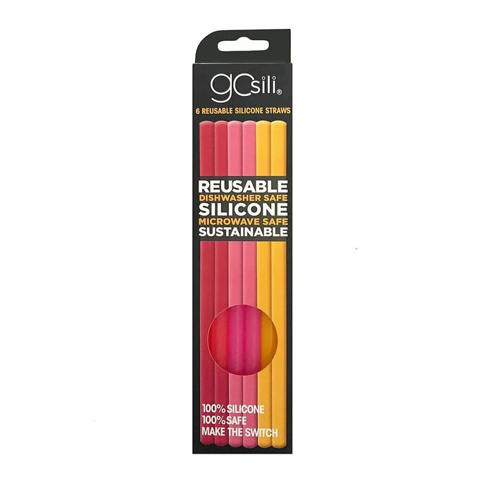 美國gosili/silikids ❚ 20cm ❚ 6入矽膠環保吸管組 (玫瑰系)_SK004