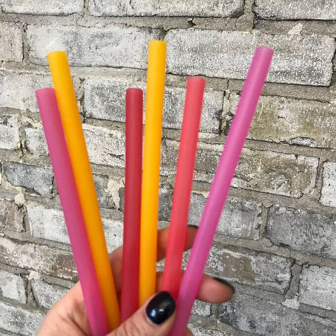 美國gosili/silikids ❚ 20cm ❚ 6入矽膠環保吸管組 (玫瑰系)_SK004