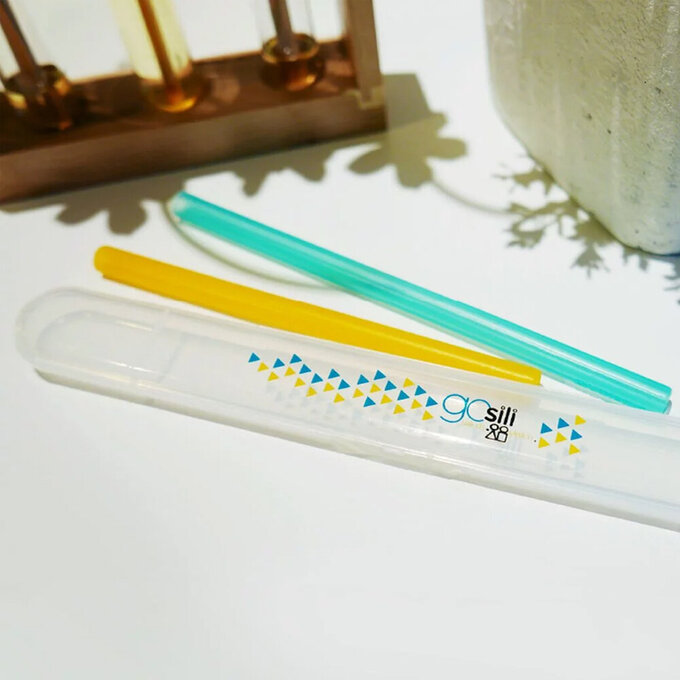 美國gosili/silikids 果凍餐具 – 無毒矽膠吸管收納盒(珍奶/特長27cm不適用)