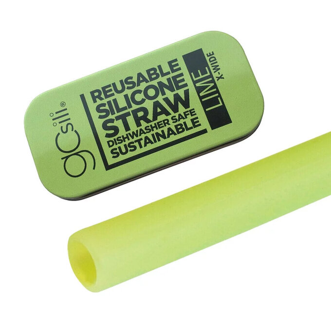 美國GoSili/Silikids ❚ 珍奶款 ❚ 單支吸管隨行口袋組--青檸綠_SK024