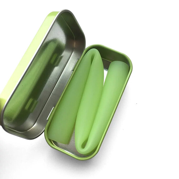 美國GoSili/Silikids ❚ 珍奶款 ❚ 單支吸管隨行口袋組--青檸綠_SK024