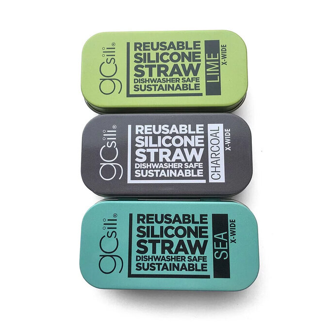 美國GoSili/Silikids ❚ 珍奶款 ❚ 單支吸管隨行口袋組-竹炭灰_SK025