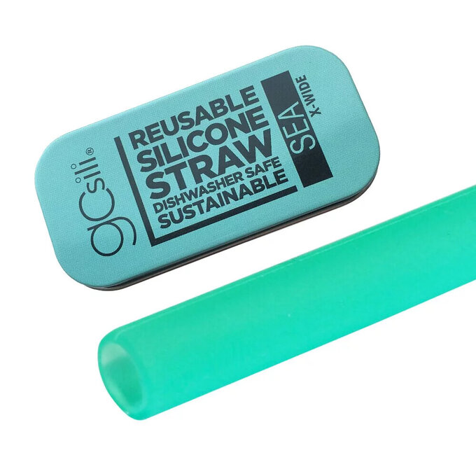 美國GoSili/Silikids ❚ 珍奶款 ❚ 單支吸管隨行口袋組-草地綠_SK026