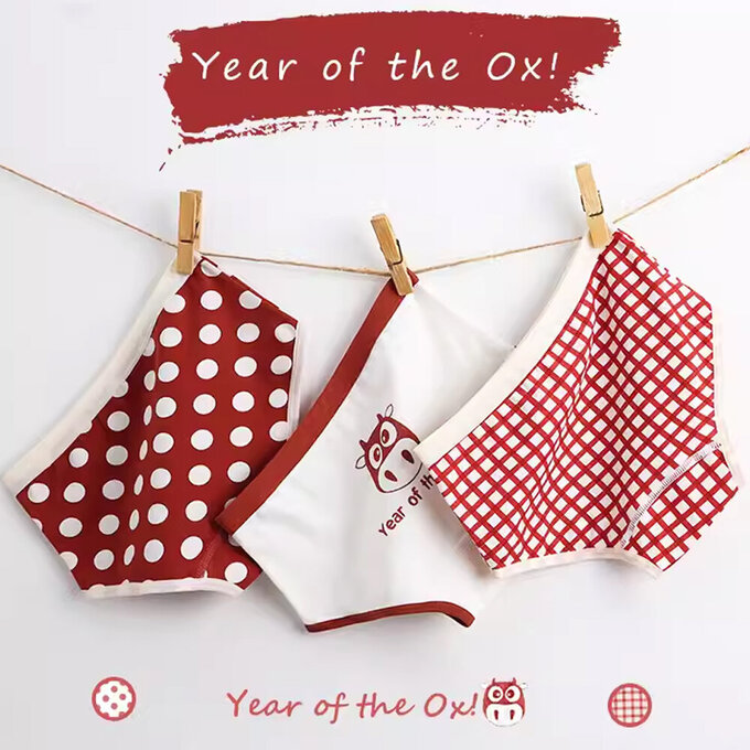 小pipi_有機純棉兒童三角內褲3件組_女童_紅牛寶貝_PG3001