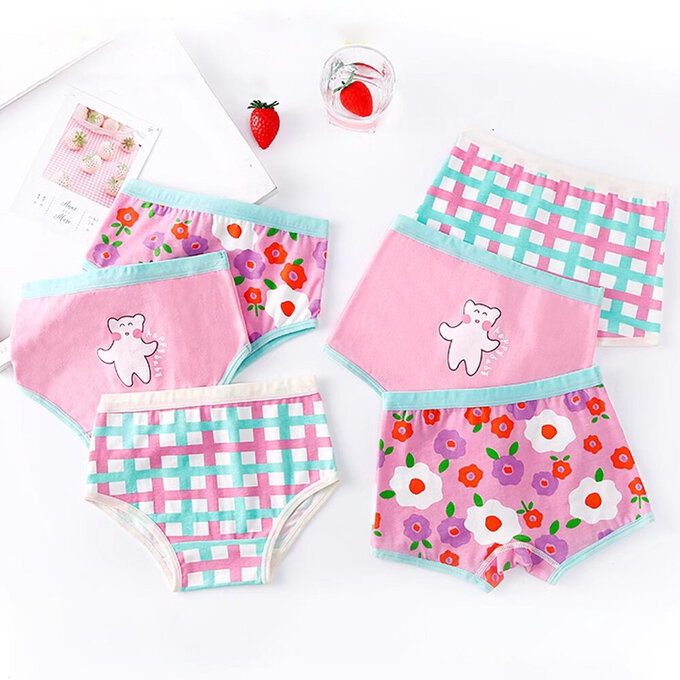 小pipi_有機純棉兒童三角內褲3件組_女童_繽紛小熊_PG3004