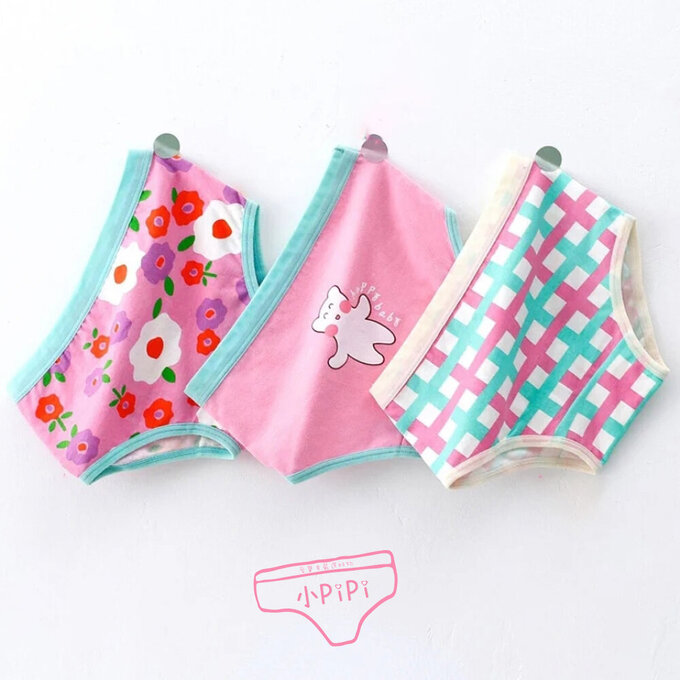 小pipi_有機純棉兒童三角內褲3件組_女童_繽紛小熊_PG3004