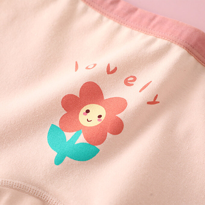 小pipi_有機純棉兒童四角平口內褲3件組_女童_微笑花花_PG3007