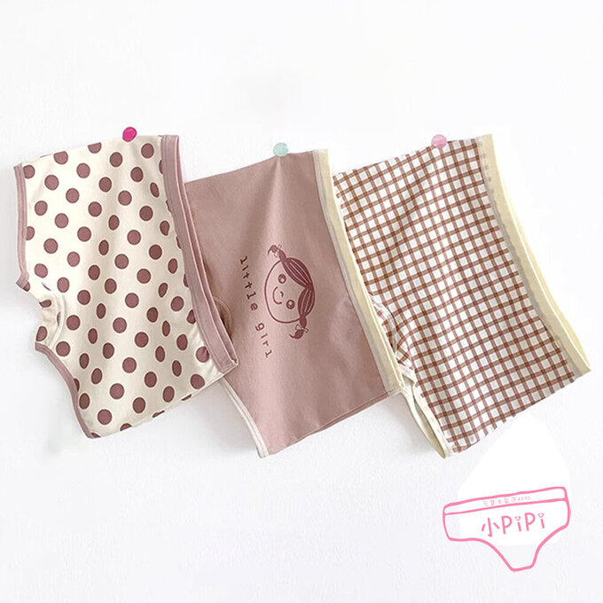 小pipi_有機純棉兒童四角平口內褲3件組_女童_甜蜜女孩_PG3008