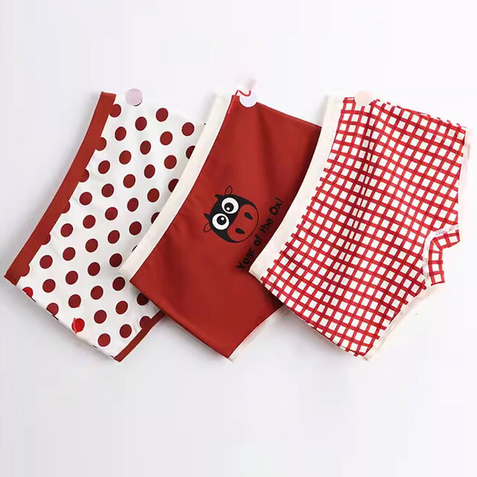 小pipi_有機純棉兒童四角平口內褲3件組_女童_紅牛寶貝_PG3009