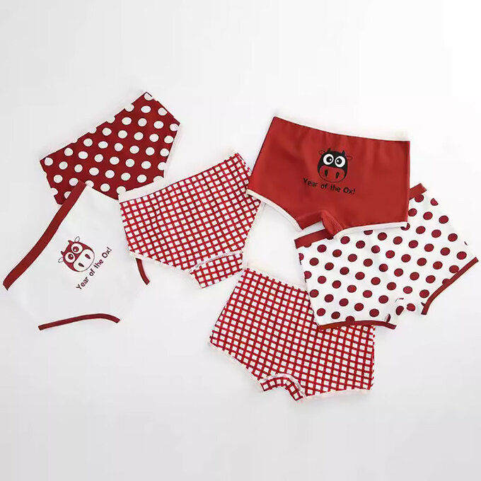 小pipi_有機純棉兒童四角平口內褲3件組_女童_紅牛寶貝_PG3009