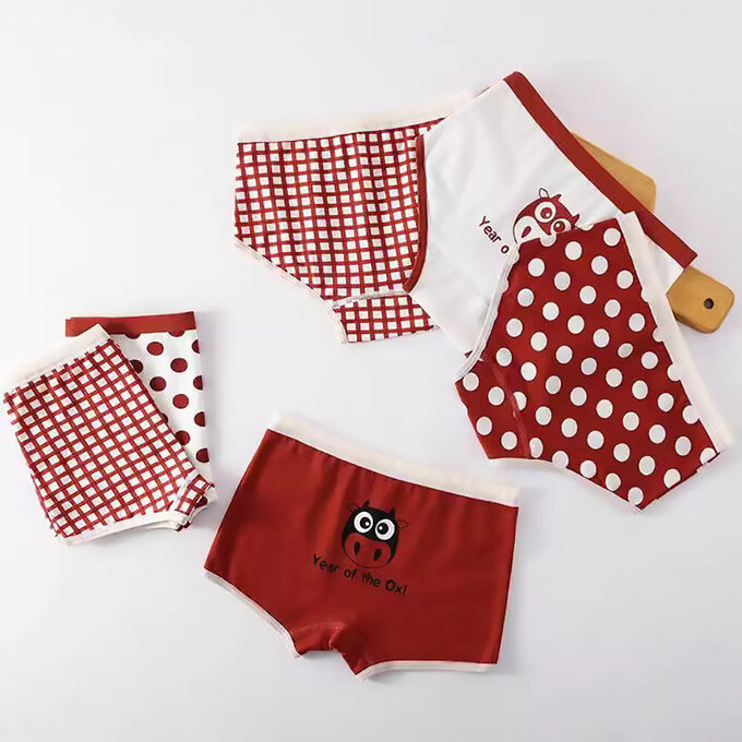 小pipi_有機純棉兒童四角平口內褲3件組_女童_紅牛寶貝_PG3009