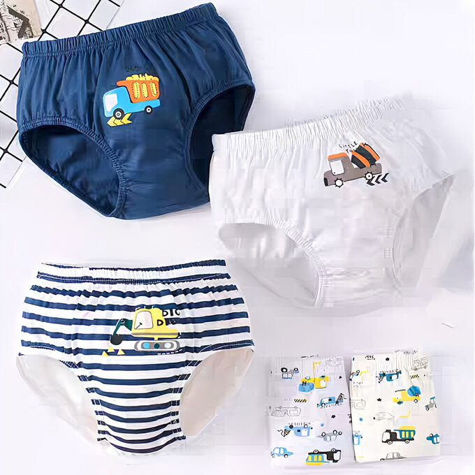 小pipi_純棉兒童三角內褲5件組_男童_工程車_PB5004