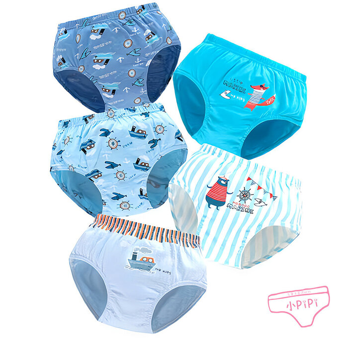 小pipi_純棉兒童三角內褲5件組_男童_航海地圖_PB5006