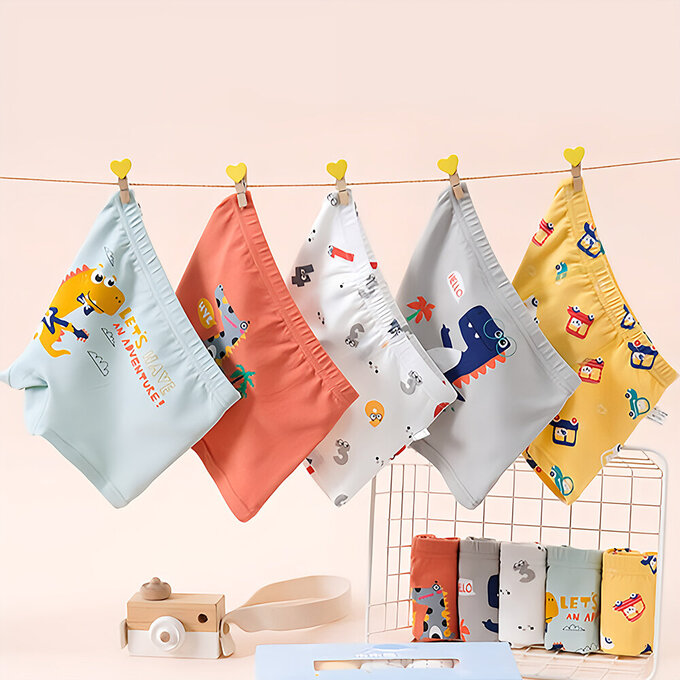 小pipi_純棉兒童四角平口內褲5件組_男童_鱷魚衝浪_PB5010