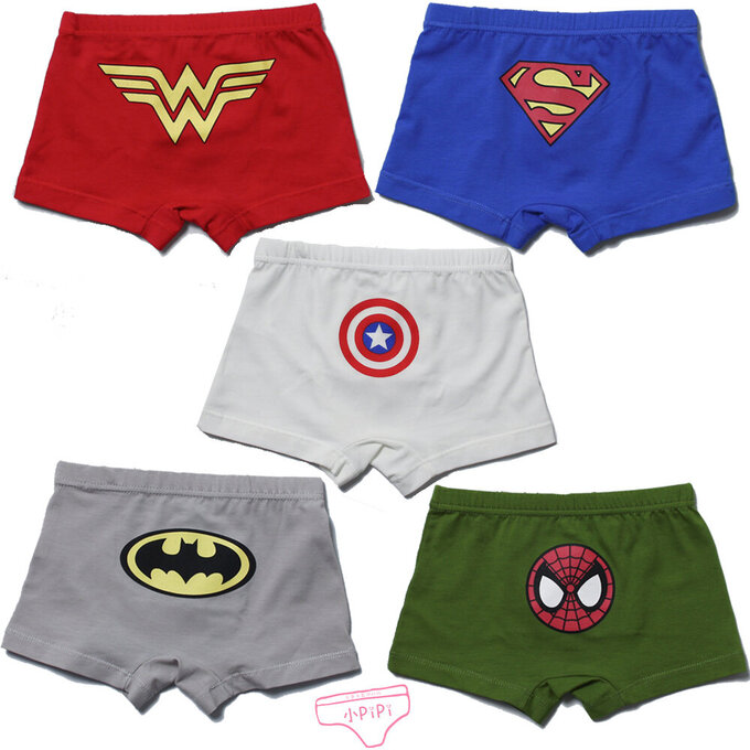 小pipi_純棉兒童四角平口內褲5件組_男童_超級英雄_PB5011