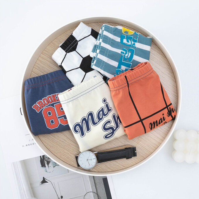 小pipi_純棉兒童四角平口內褲5件組_男童_運動男孩_PB5012