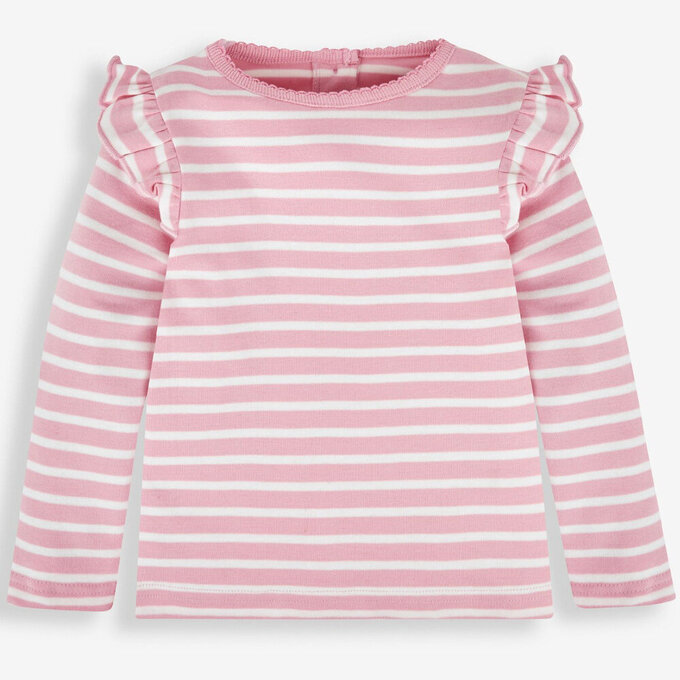 英國 JoJo Maman BeBe 幼/兒童100%純棉長袖上衣2件組(可當內搭)_粉色碎花_JJL1055