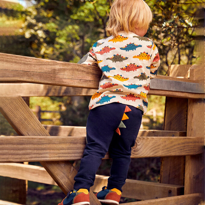 英國 JoJo Maman BeBe 幼/兒童100%純棉長袖上衣2件組(可當內搭)_彩虹恐龍_JJL1539