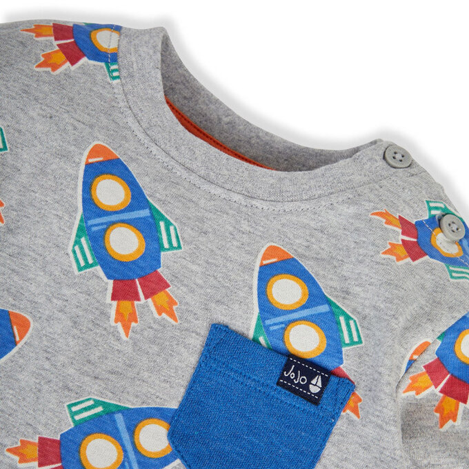 英國 JoJo Maman BeBe 幼/兒童100%純棉長袖上衣2件組(可當內搭)_火箭_JJL1541