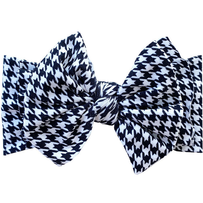 美國 baby bling 純手工極優雅細緻輕柔微彈性/毫無束縛感蝴蝶結髮帶/髮飾_印花款_千鳥格_BBRK056